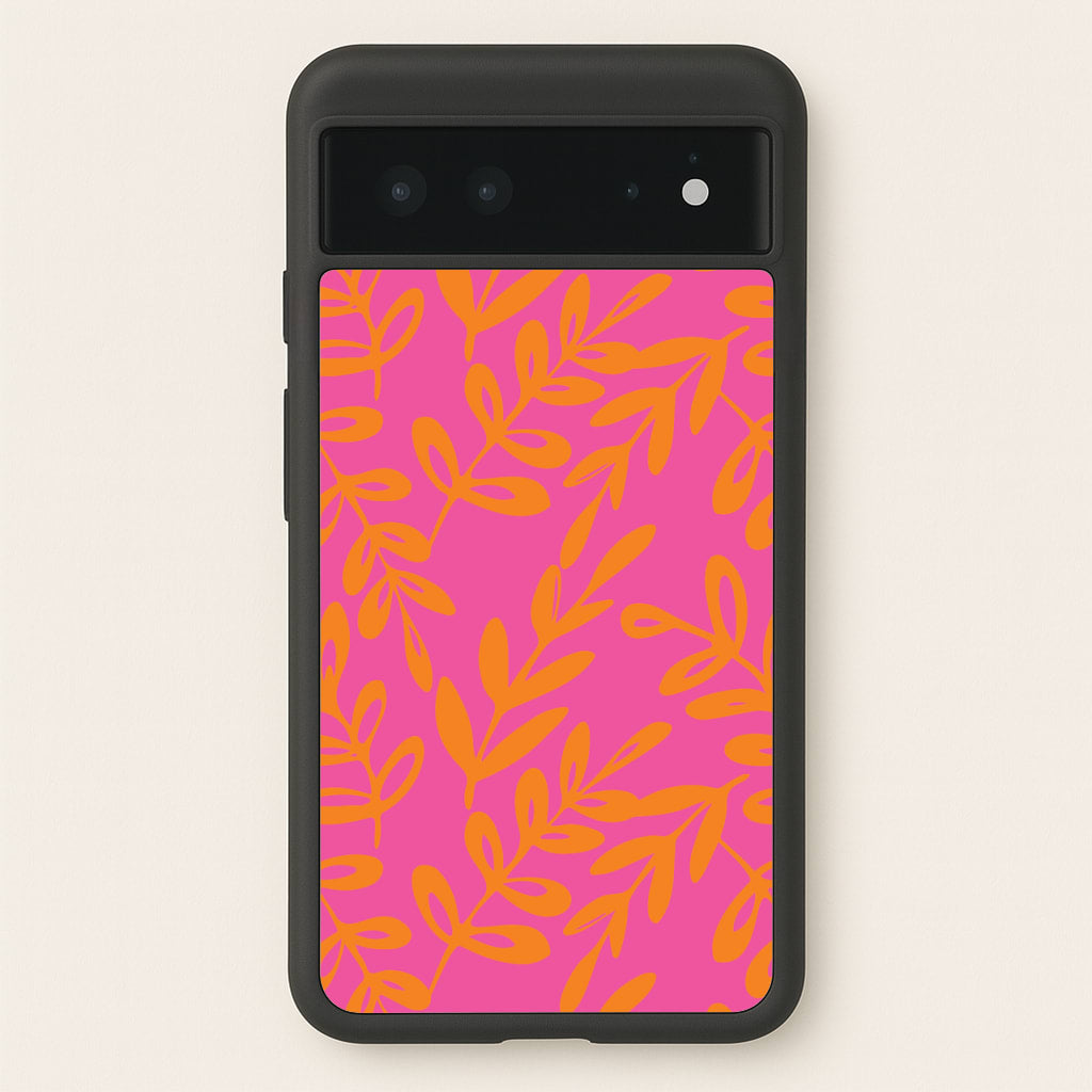 Pink & Orange Leaves - Foliage - Foliage Phone Case for Google Pixel 6