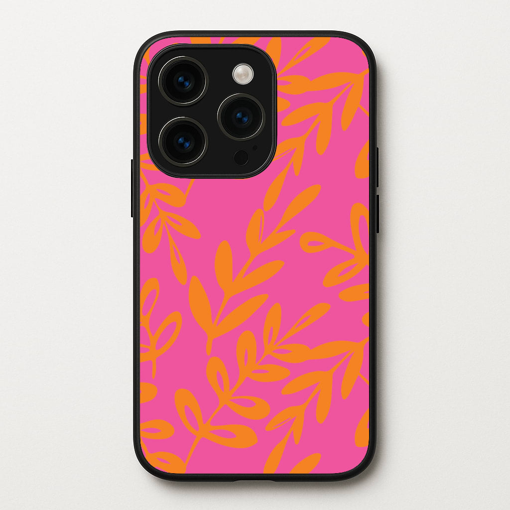 Pink & Orange Leaves - Foliage - Foliage Phone Case for iPhone 15 Pro