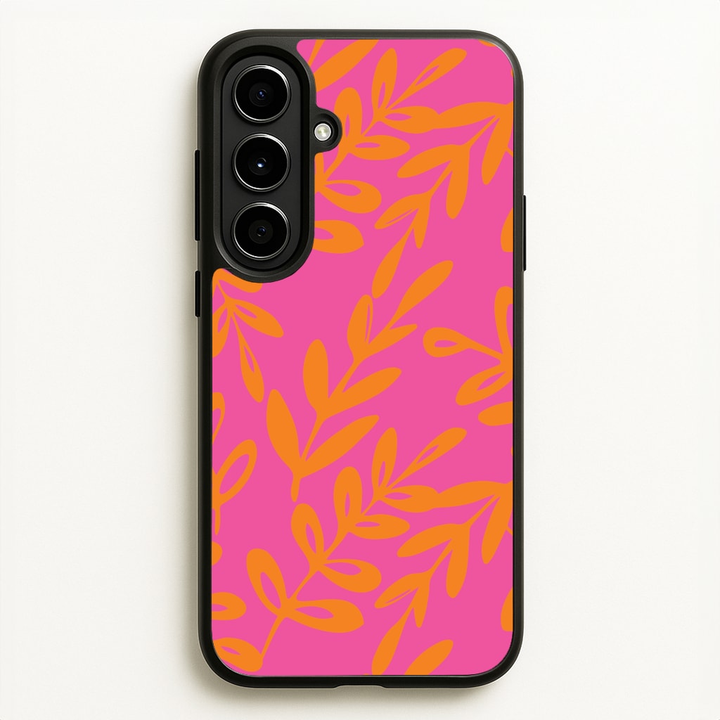 Pink & Orange Leaves - Foliage - Foliage Phone Case for Galaxy A56