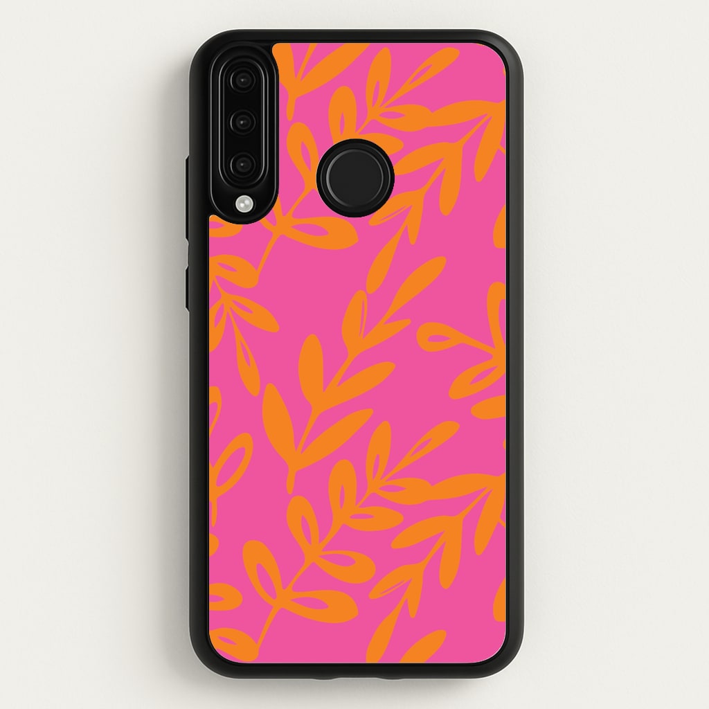 Pink & Orange Leaves - Foliage - Foliage Phone Case for Huawei P30 Lite