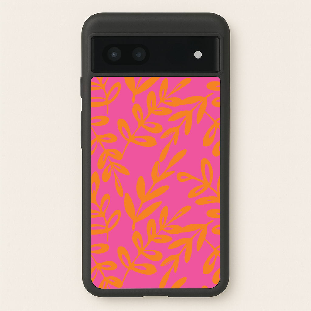 Pink & Orange Leaves - Foliage - Foliage Phone Case for Google Pixel 7a