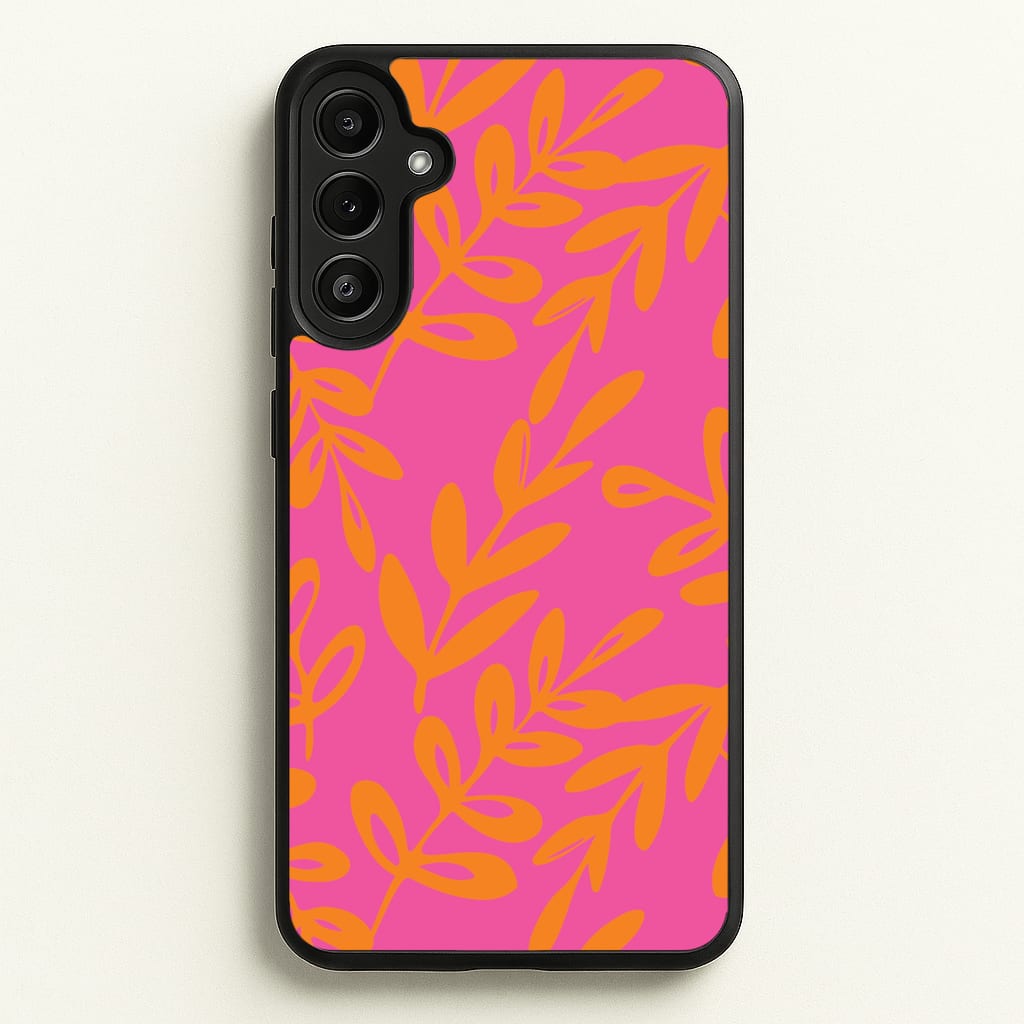 Pink & Orange Leaves - Foliage - Foliage Phone Case for Galaxy A36
