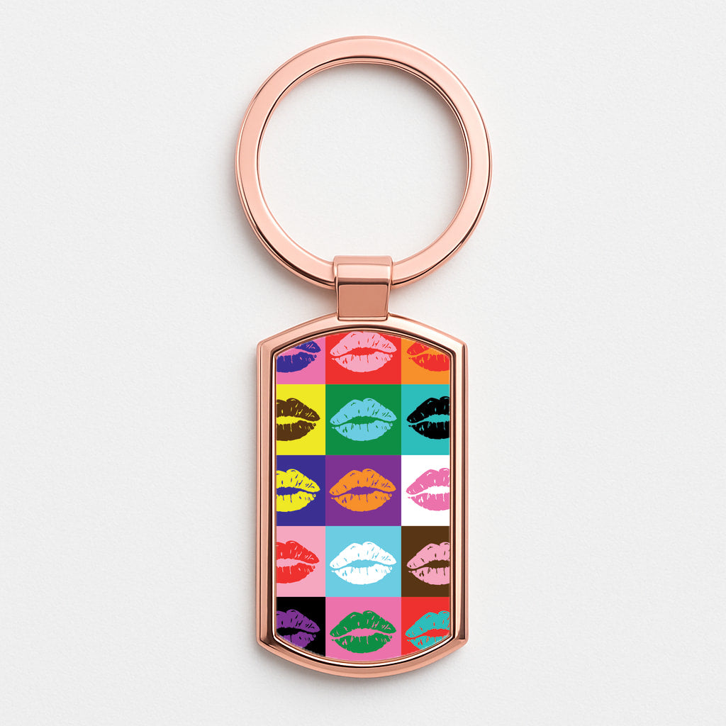 Lips Collage - Pride Rose Gold Keyring