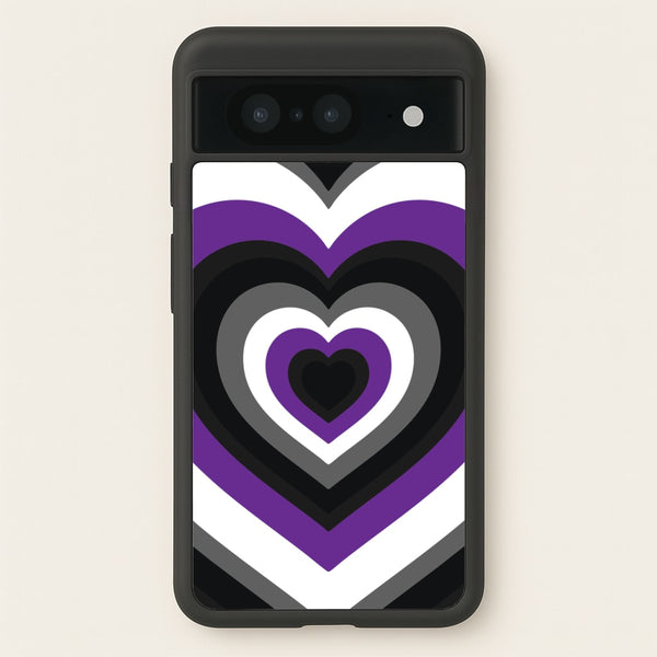 Asexual Pride Heart - Pride Phone Case for Google Pixel 8