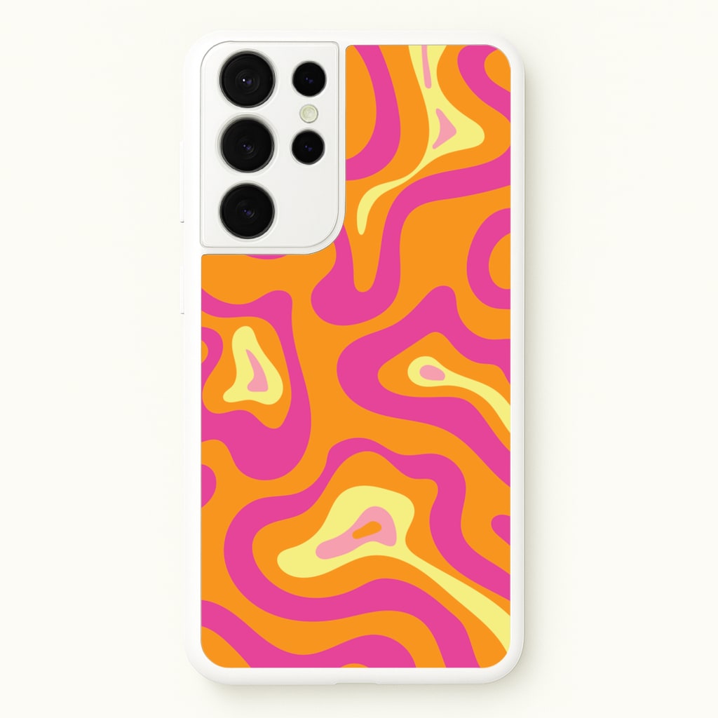 Orange And Pink Psychedelic Pattern - Psychedelic Phone Case for Galaxy S21 Ultra