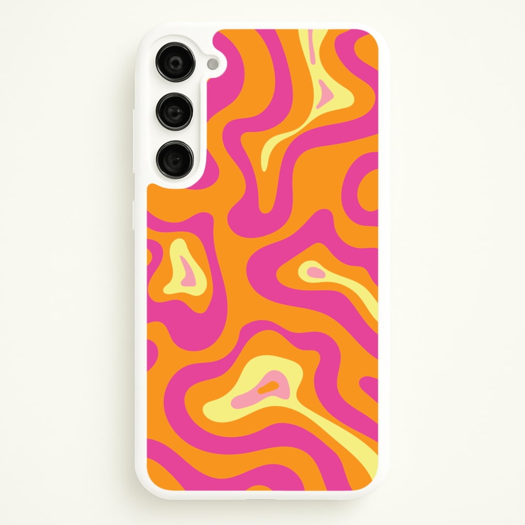 Orange And Pink Psychedelic Pattern - Psychedelic Phone Case for Galaxy S23 Plus