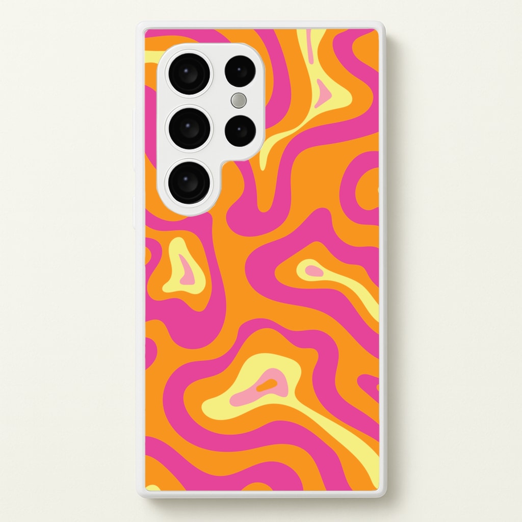 Orange And Pink Psychedelic Pattern - Psychedelic Phone Case for Galaxy S24 Ultra