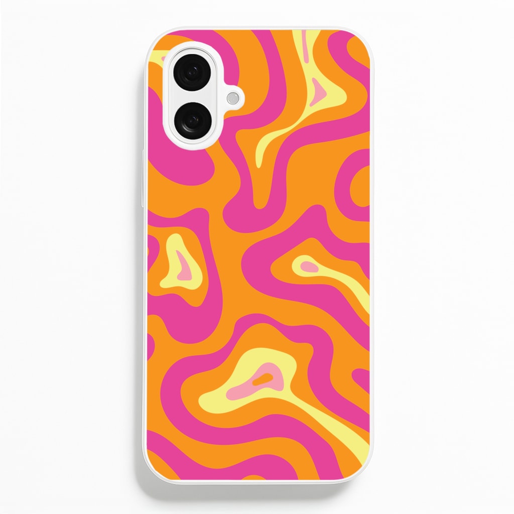 Orange And Pink Psychedelic Pattern - Psychedelic Phone Case for iPhone 16 Plus