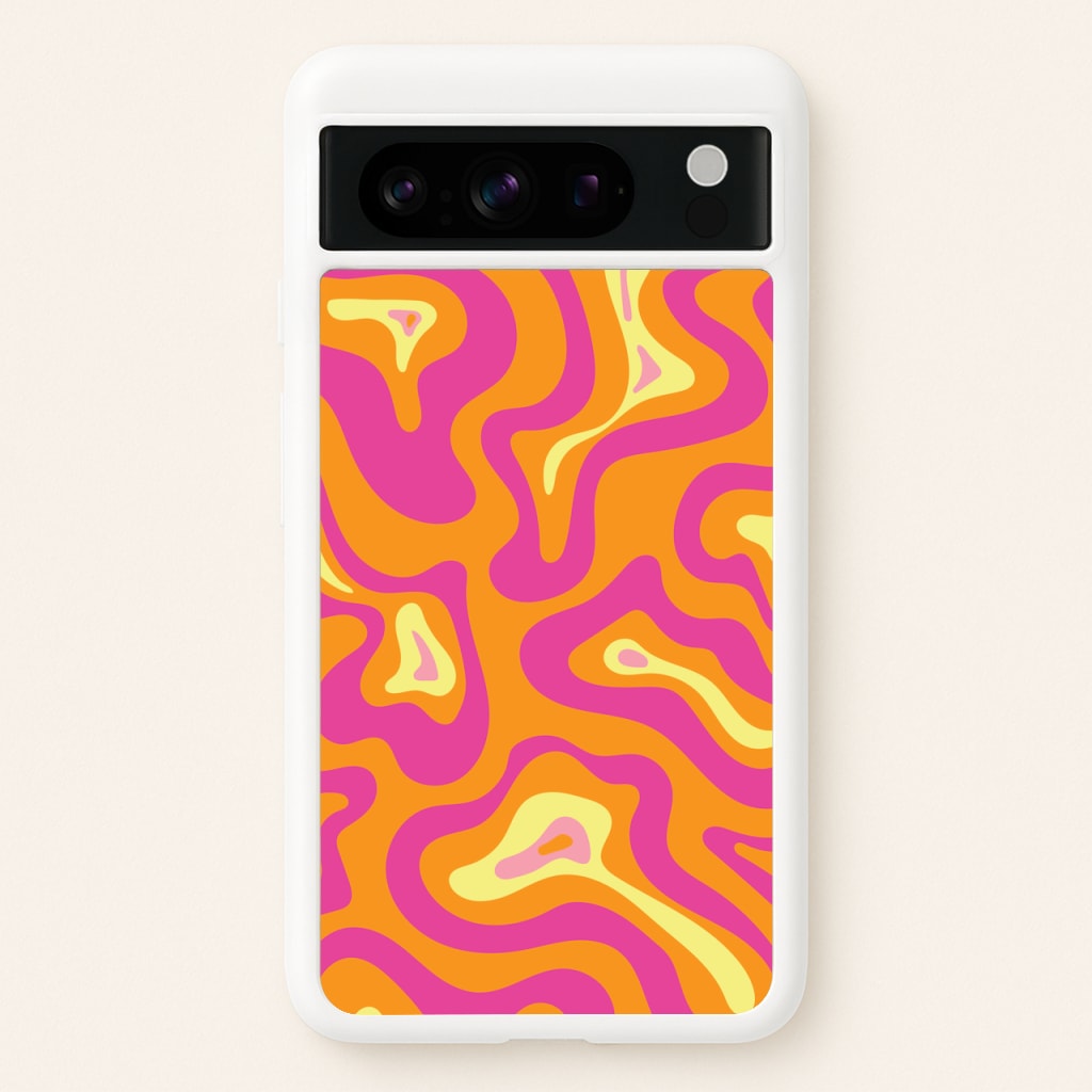 Orange And Pink Psychedelic Pattern - Psychedelic Phone Case for Google Pixel 8 Pro