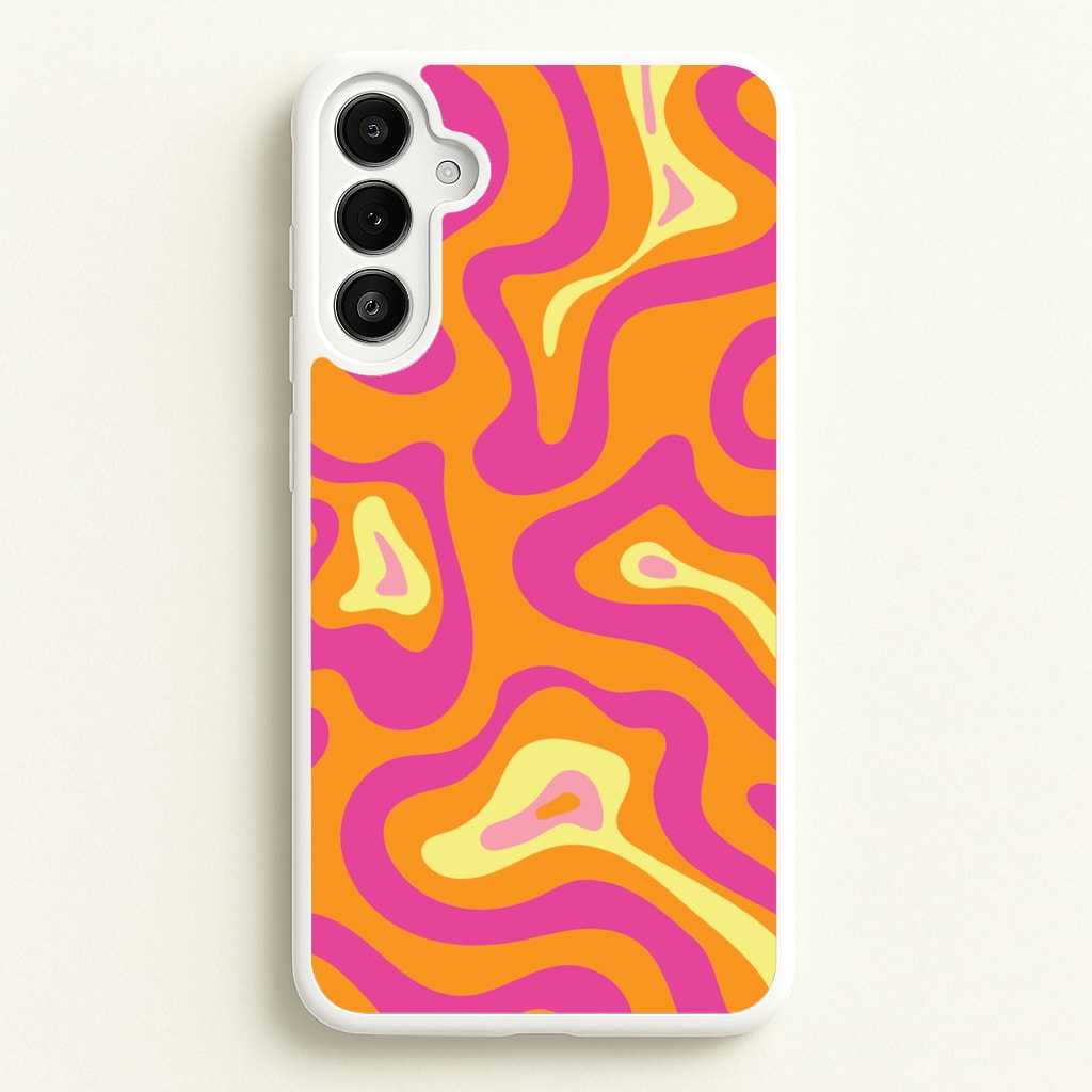 Orange And Pink Psychedelic Pattern - Psychedelic Phone Case for Galaxy A34