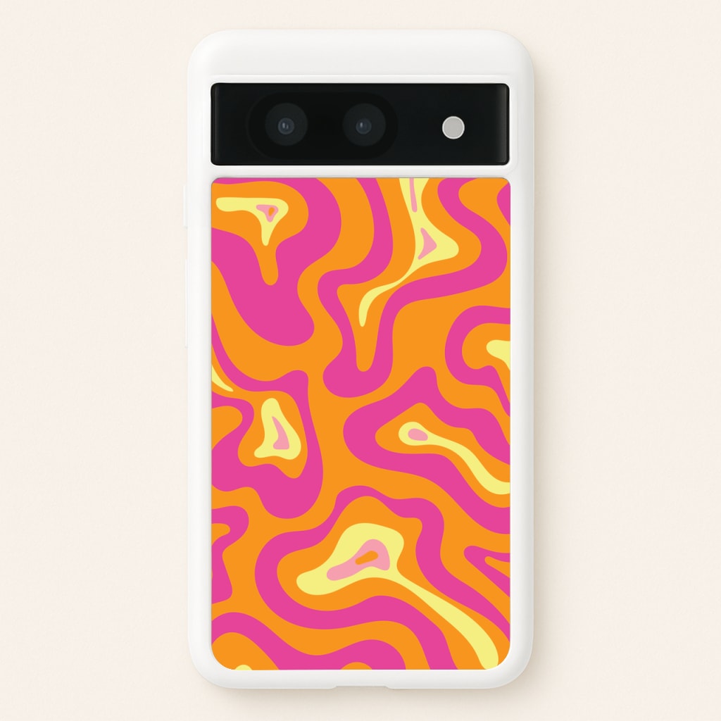 Orange And Pink Psychedelic Pattern - Psychedelic Phone Case for Google Pixel 8a