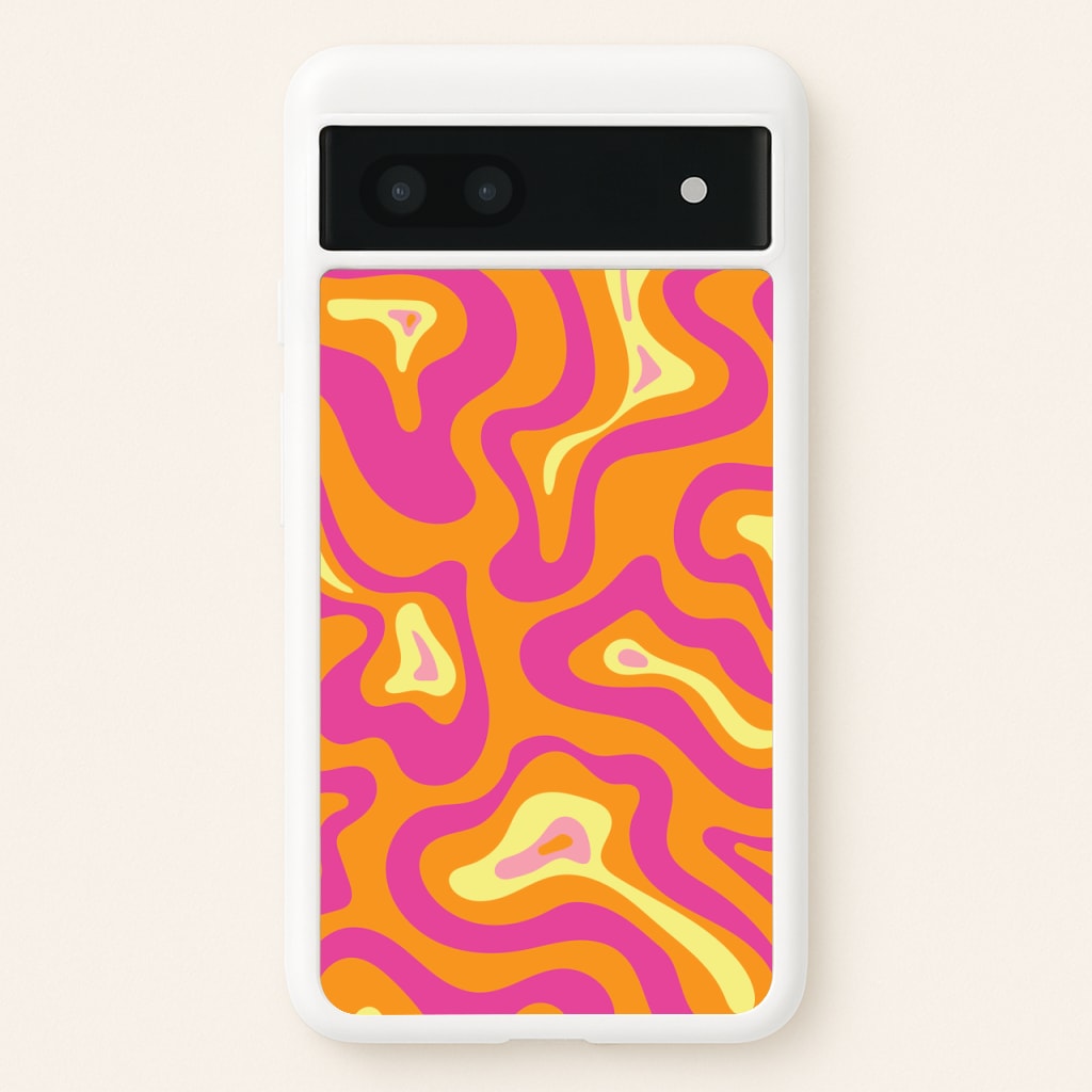 Orange And Pink Psychedelic Pattern - Psychedelic Phone Case for Google Pixel 7a