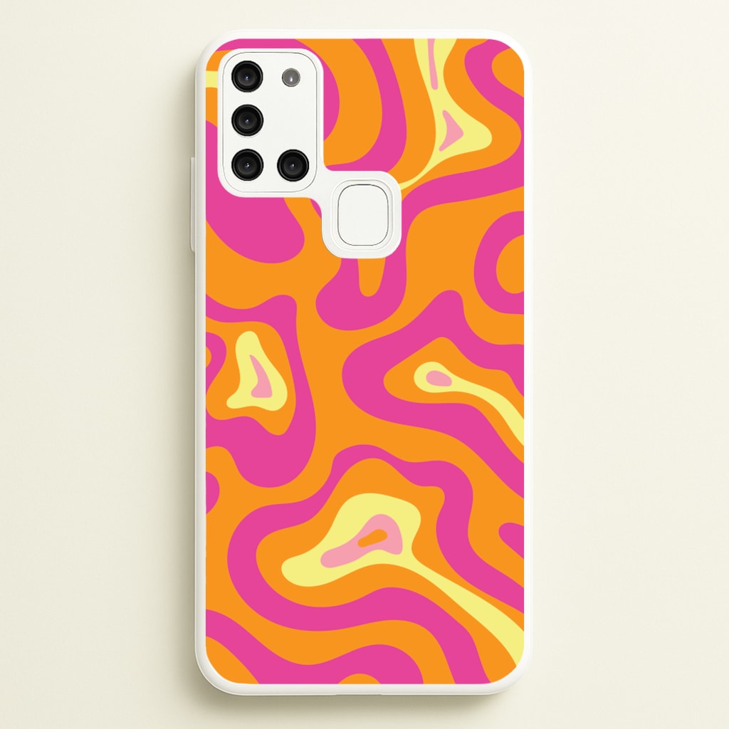 Orange And Pink Psychedelic Pattern - Psychedelic Phone Case for Galaxy A21s