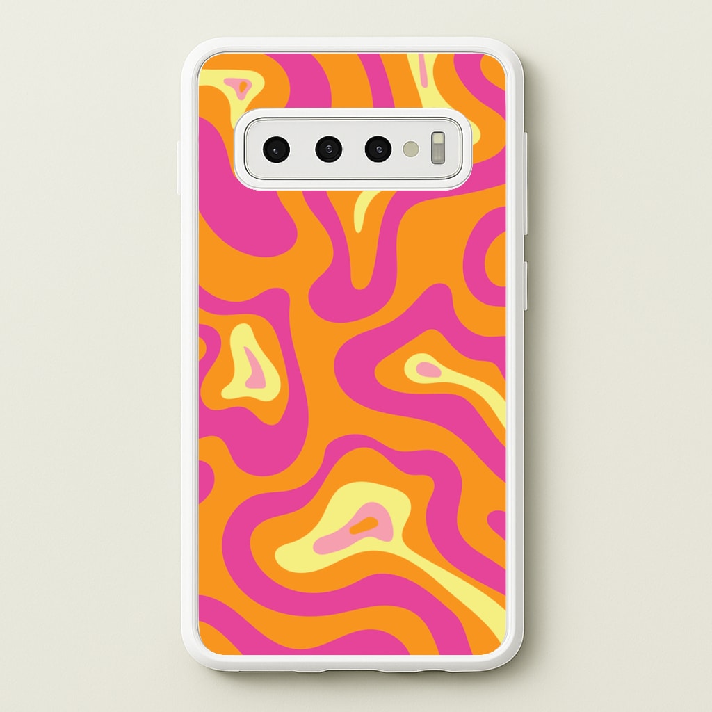 Orange And Pink Psychedelic Pattern - Psychedelic Phone Case for Galaxy S10 Plus