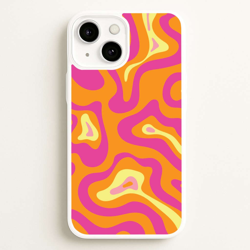 Orange And Pink Psychedelic Pattern - Psychedelic Phone Case for iPhone 13 Mini