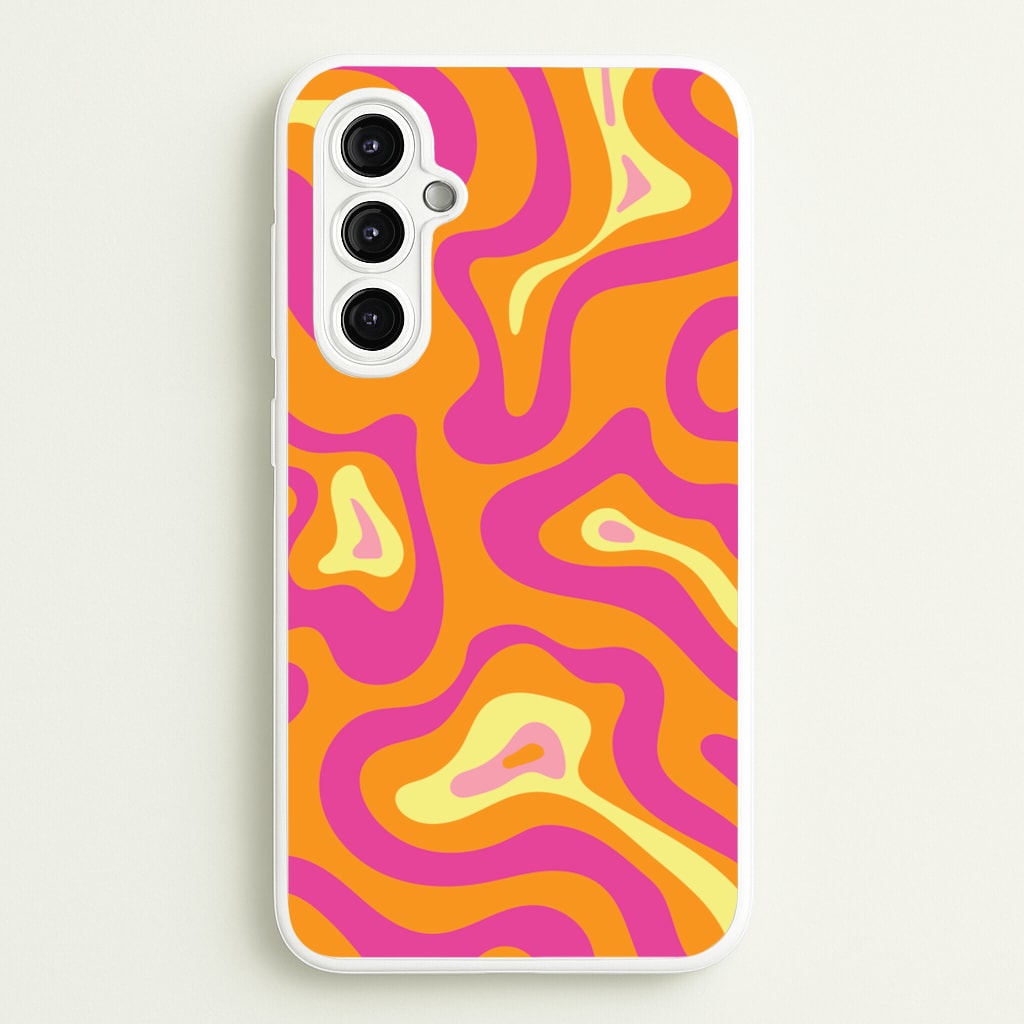 Orange And Pink Psychedelic Pattern - Psychedelic Phone Case for Galaxy A14