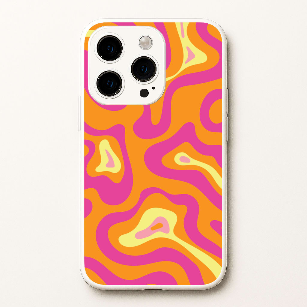 Orange And Pink Psychedelic Pattern - Psychedelic Phone Case for iPhone 15 Pro