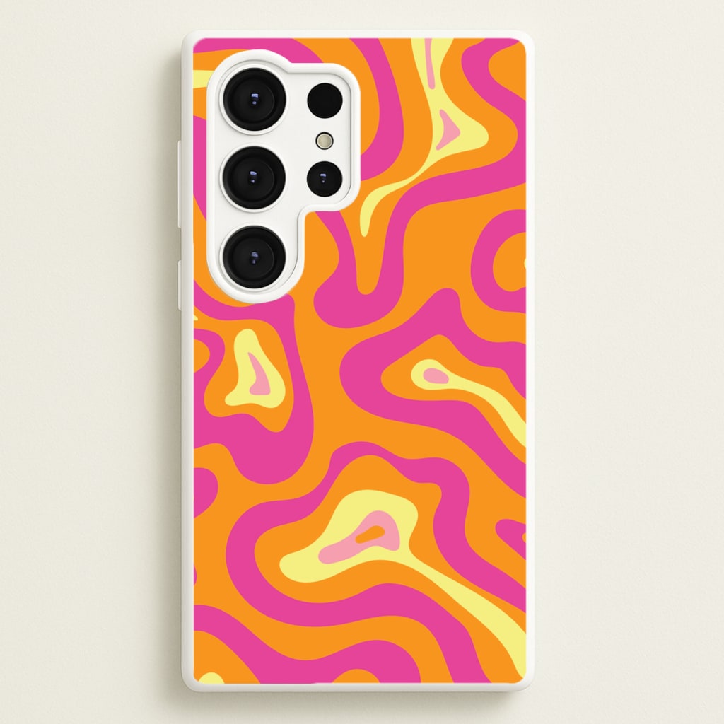 Orange And Pink Psychedelic Pattern - Psychedelic Phone Case for Galaxy S25 Ultra