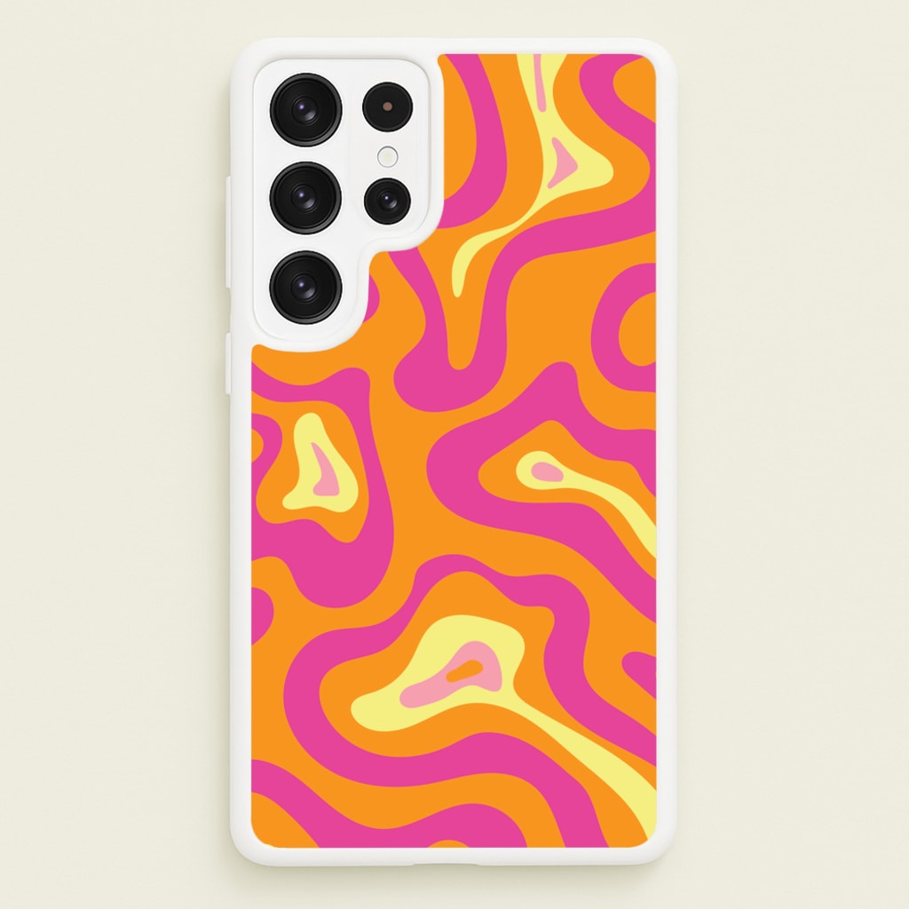 Orange And Pink Psychedelic Pattern - Psychedelic Phone Case for Galaxy S22 Ultra