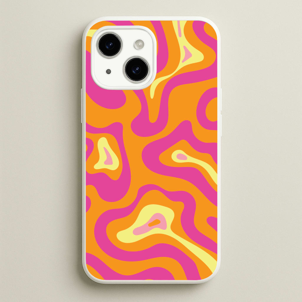 Orange And Pink Psychedelic Pattern - Psychedelic Phone Case for iPhone 15