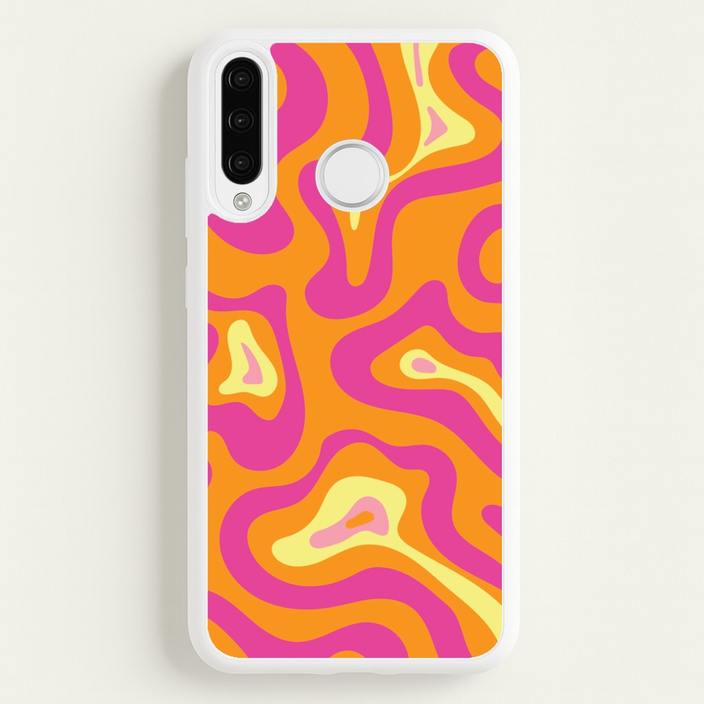 Orange And Pink Psychedelic Pattern - Psychedelic Phone Case for Huawei P30 Lite