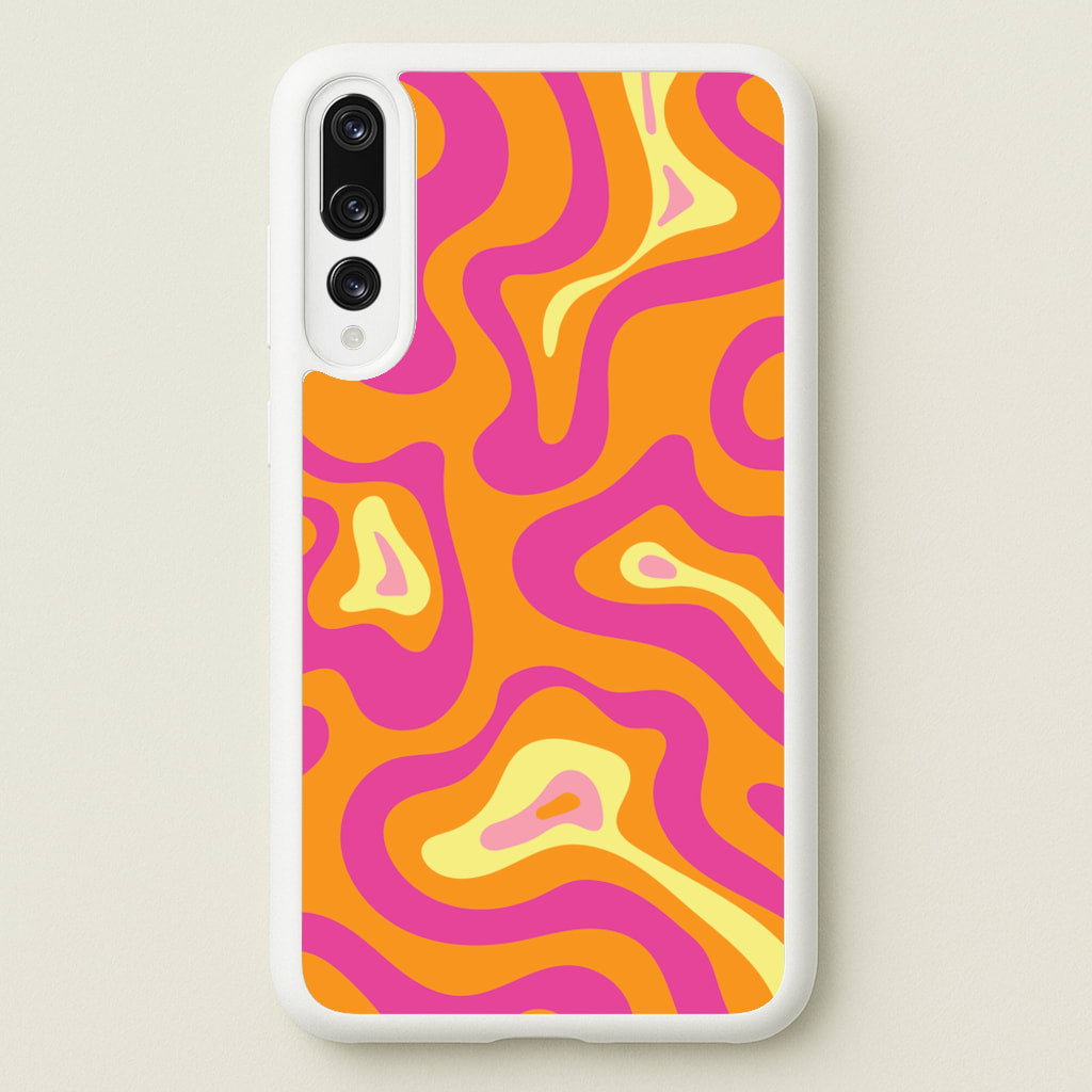 Orange And Pink Psychedelic Pattern - Psychedelic Phone Case for Huawei P20 Pro
