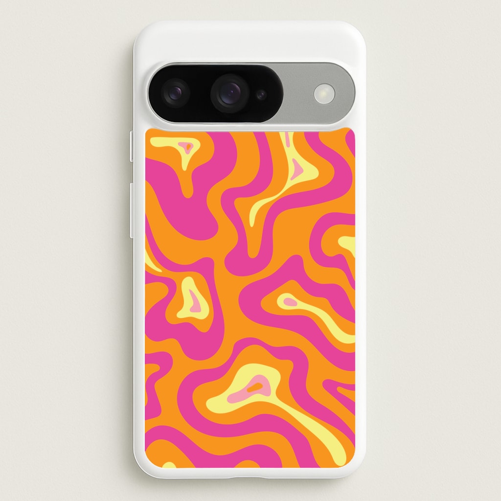 Orange And Pink Psychedelic Pattern Phone Case for Google Pixel 10 / 10 Pro