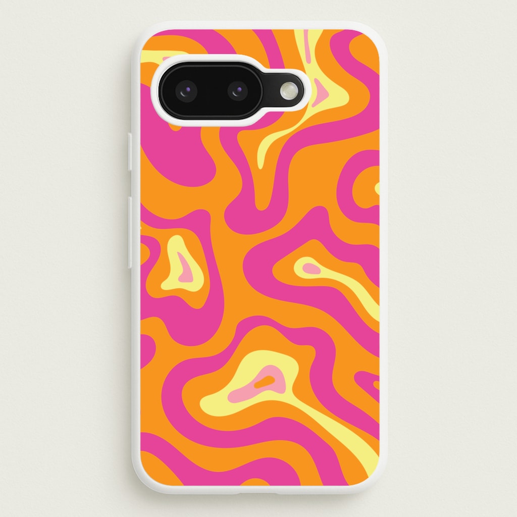 Orange And Pink Psychedelic Pattern - Psychedelic Phone Case for Google Pixel 9a