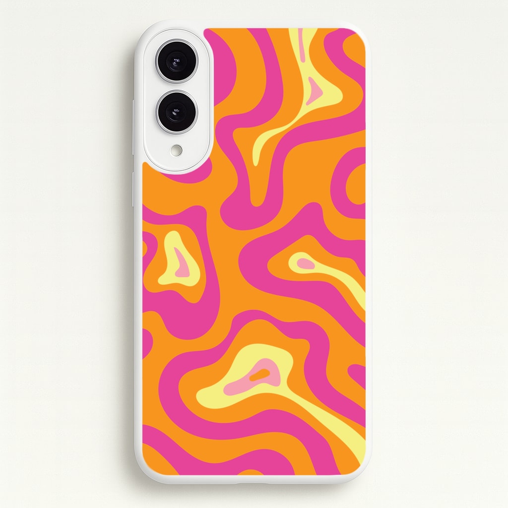 Orange And Pink Psychedelic Pattern - Psychedelic Phone Case for Galaxy S25 Edge