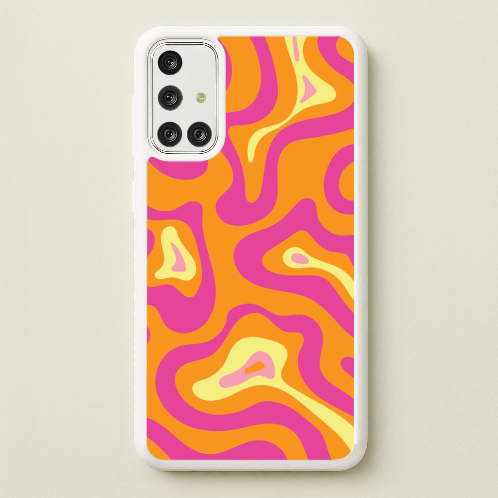 Orange And Pink Psychedelic Pattern - Psychedelic Phone Case for Galaxy A71