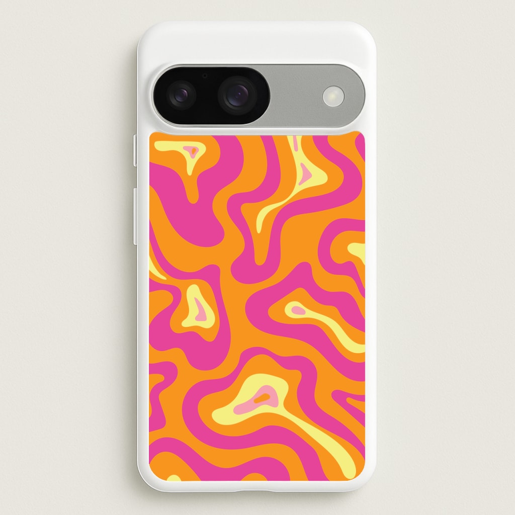 Orange And Pink Psychedelic Pattern - Psychedelic Phone Case for Google Pixel 9 / 9 Pro