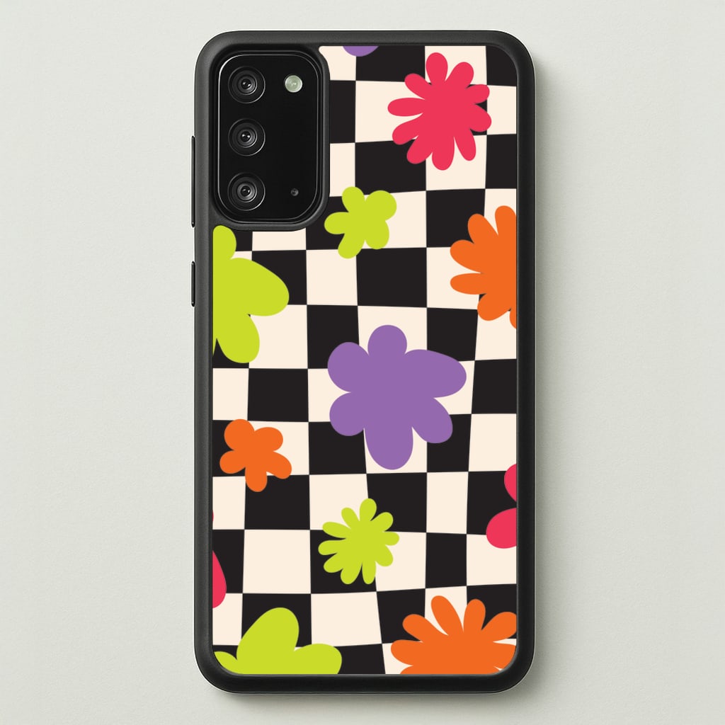 Abstract Flowers Checkered Pattern - Psychedelic Phone Case for Galaxy Note 20