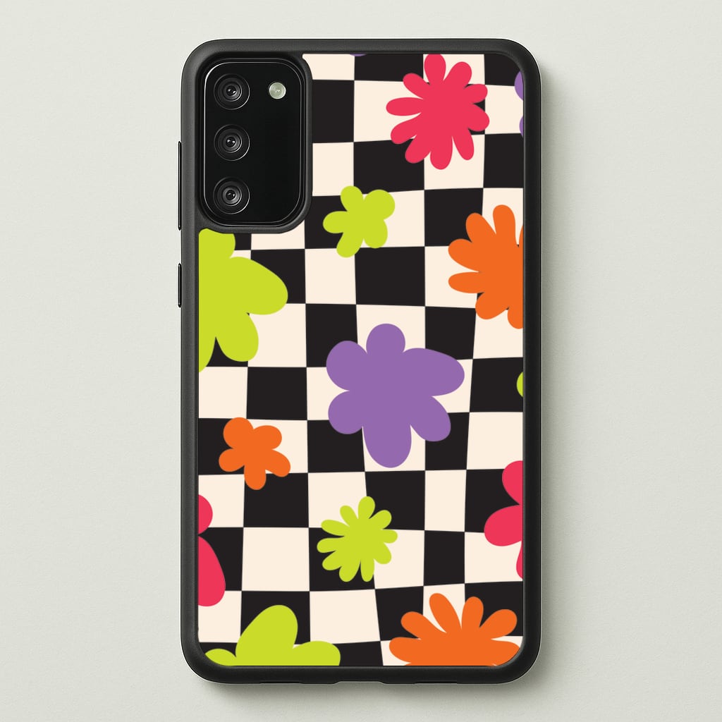 Abstract Flowers Checkered Pattern - Psychedelic Phone Case for Galaxy S20FE