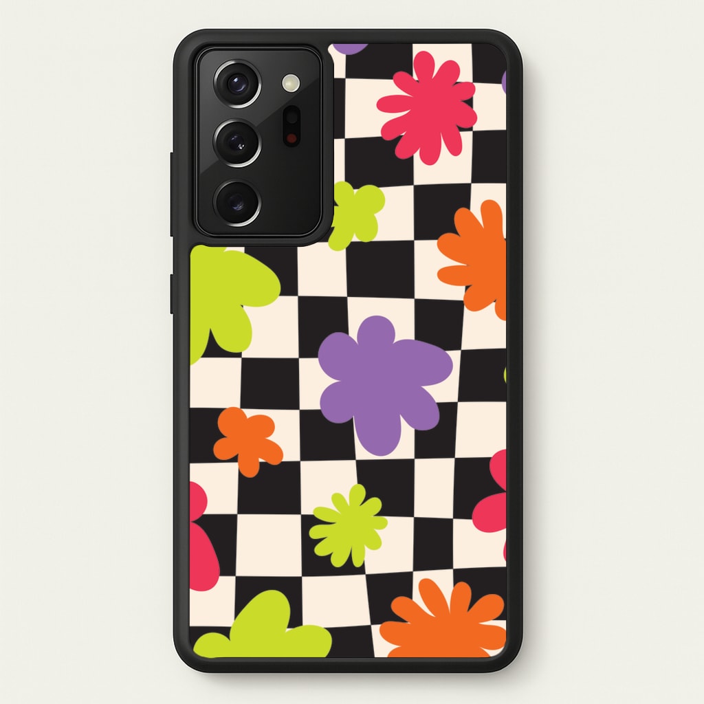 Abstract Flowers Checkered Pattern - Psychedelic Phone Case for Galaxy Note 20 Ultra