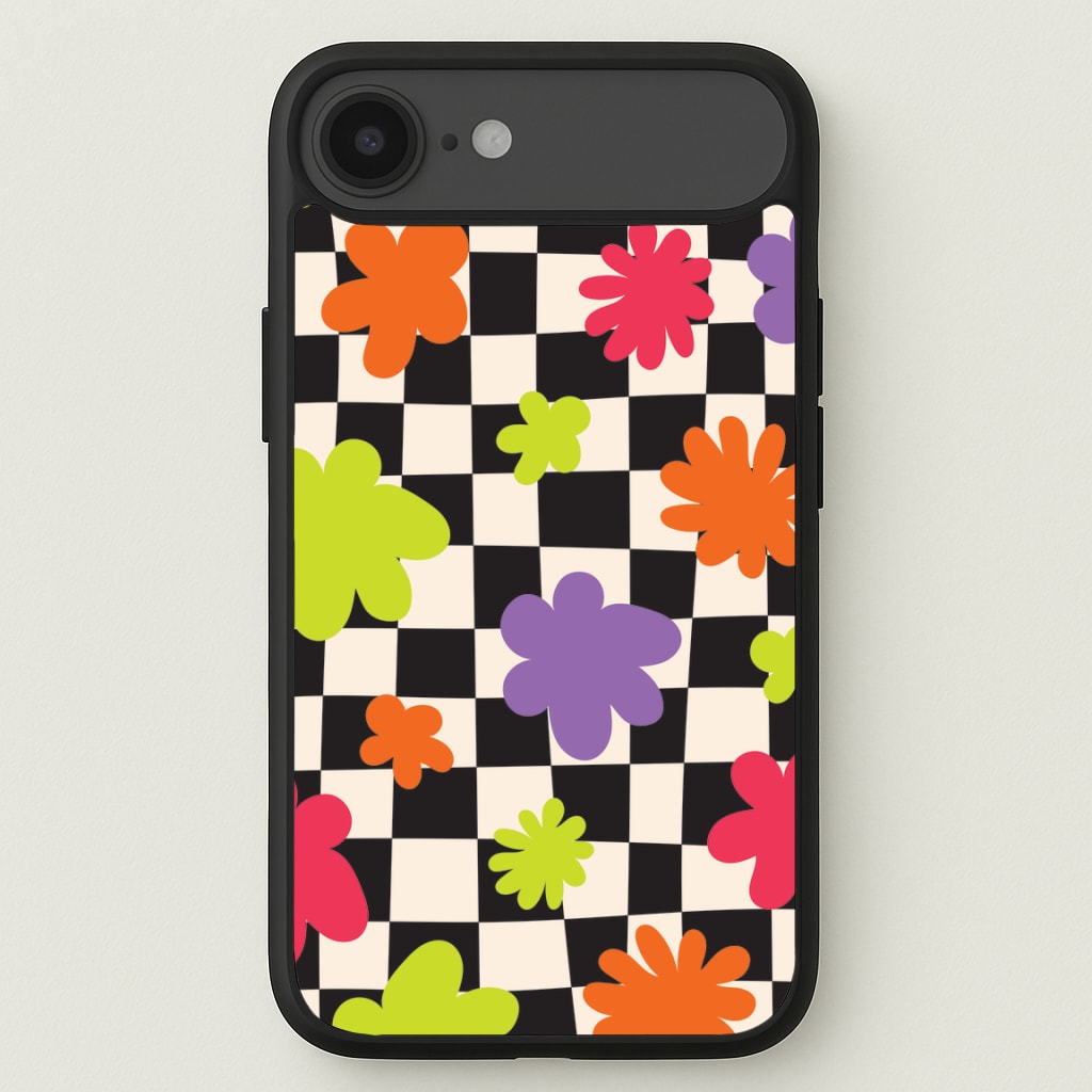 Abstract Flowers Checkered Pattern Phone Case for iPhone 17 Air