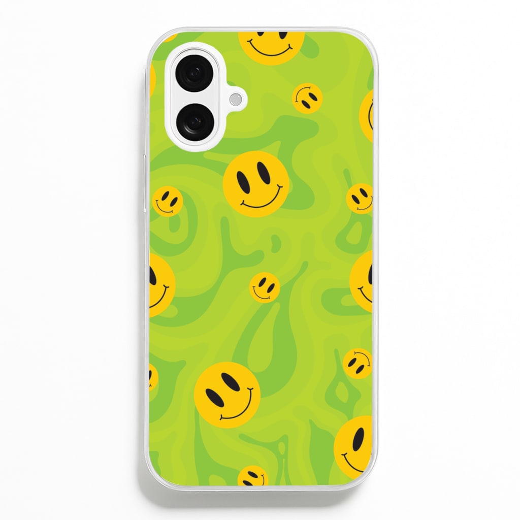 Green Wavey Smileys Pattern Phone Case