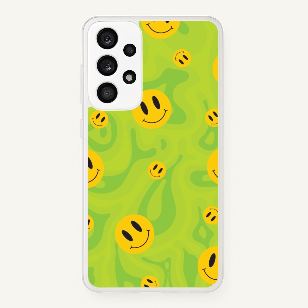 Green Wavey Smileys Pattern - Psychedelic Phone Case for Galaxy A33