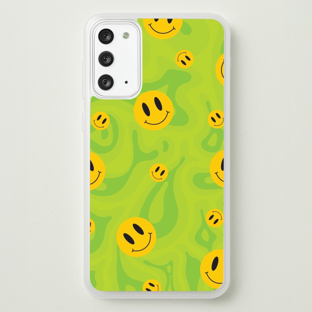 Green Wavey Smileys Pattern - Psychedelic Phone Case for Galaxy Note 20