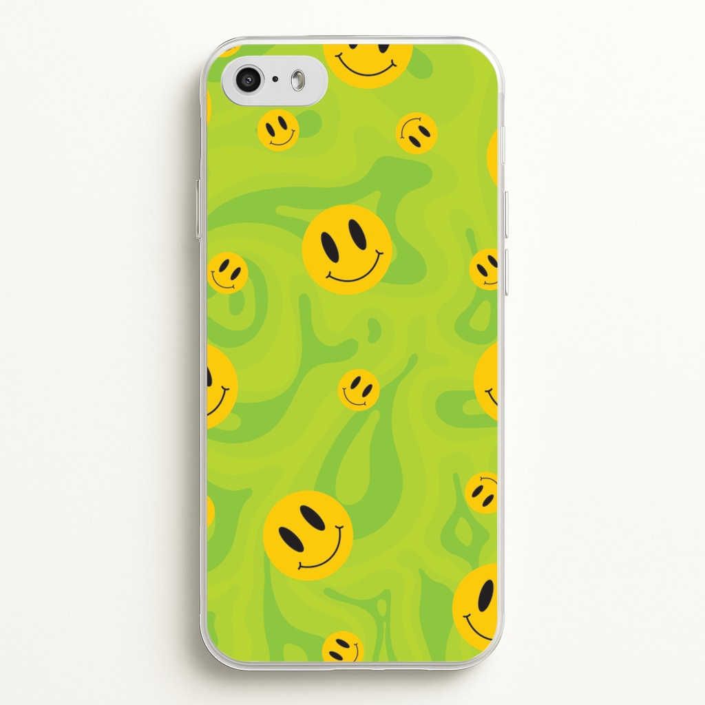Green Wavey Smileys Pattern - Psychedelic Phone Case for iPhone 5 / 5s / SE 2016
