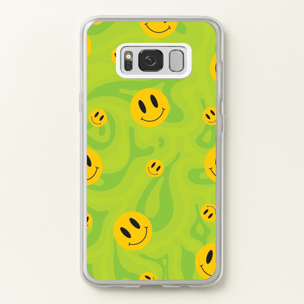 Green Wavey Smileys Pattern - Psychedelic Phone Case for Galaxy S8