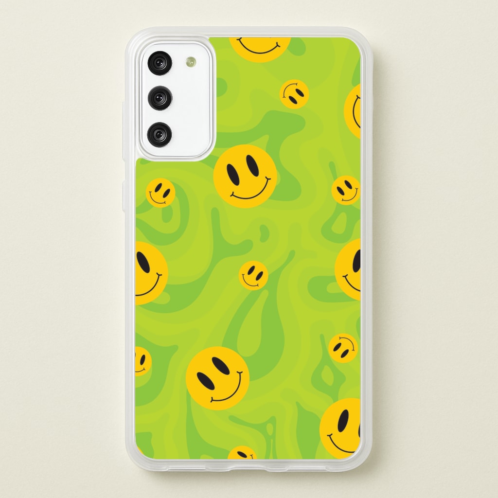 Green Wavey Smileys Pattern - Psychedelic Phone Case for Galaxy A41