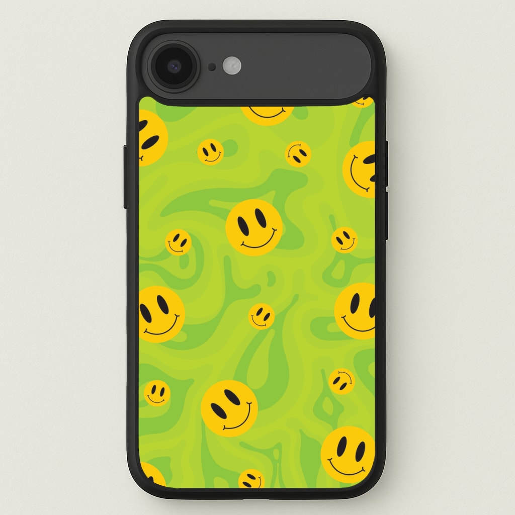 Green Wavey Smileys Pattern Phone Case for iPhone 17 Air