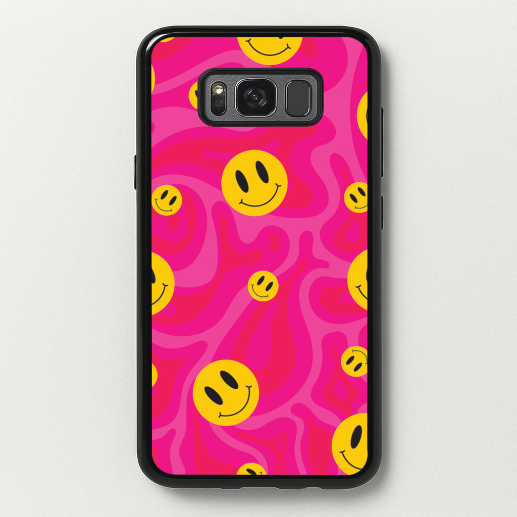 Pink Wavey Smileys Pattern - Psychedelic Phone Case for Galaxy S8