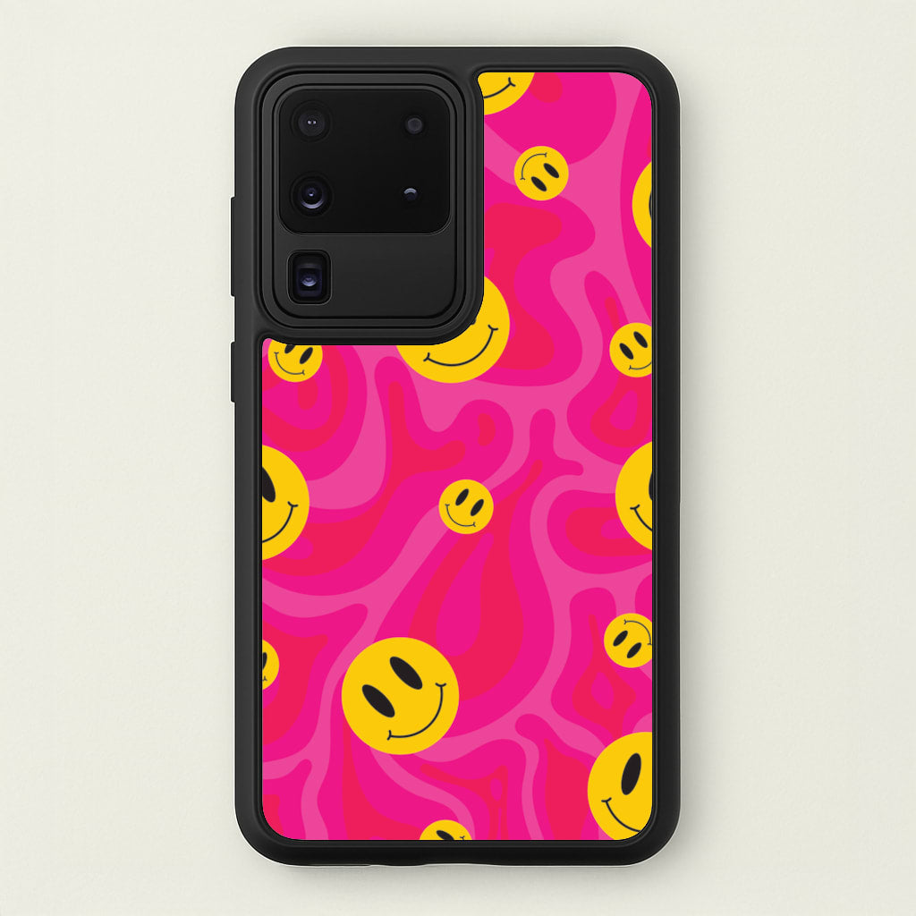 Pink Wavey Smileys Pattern - Psychedelic Phone Case for Galaxy S20 Ultra