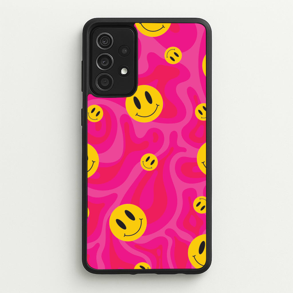 Pink Wavey Smileys Pattern - Psychedelic Phone Case for Galaxy A52 / A52s
