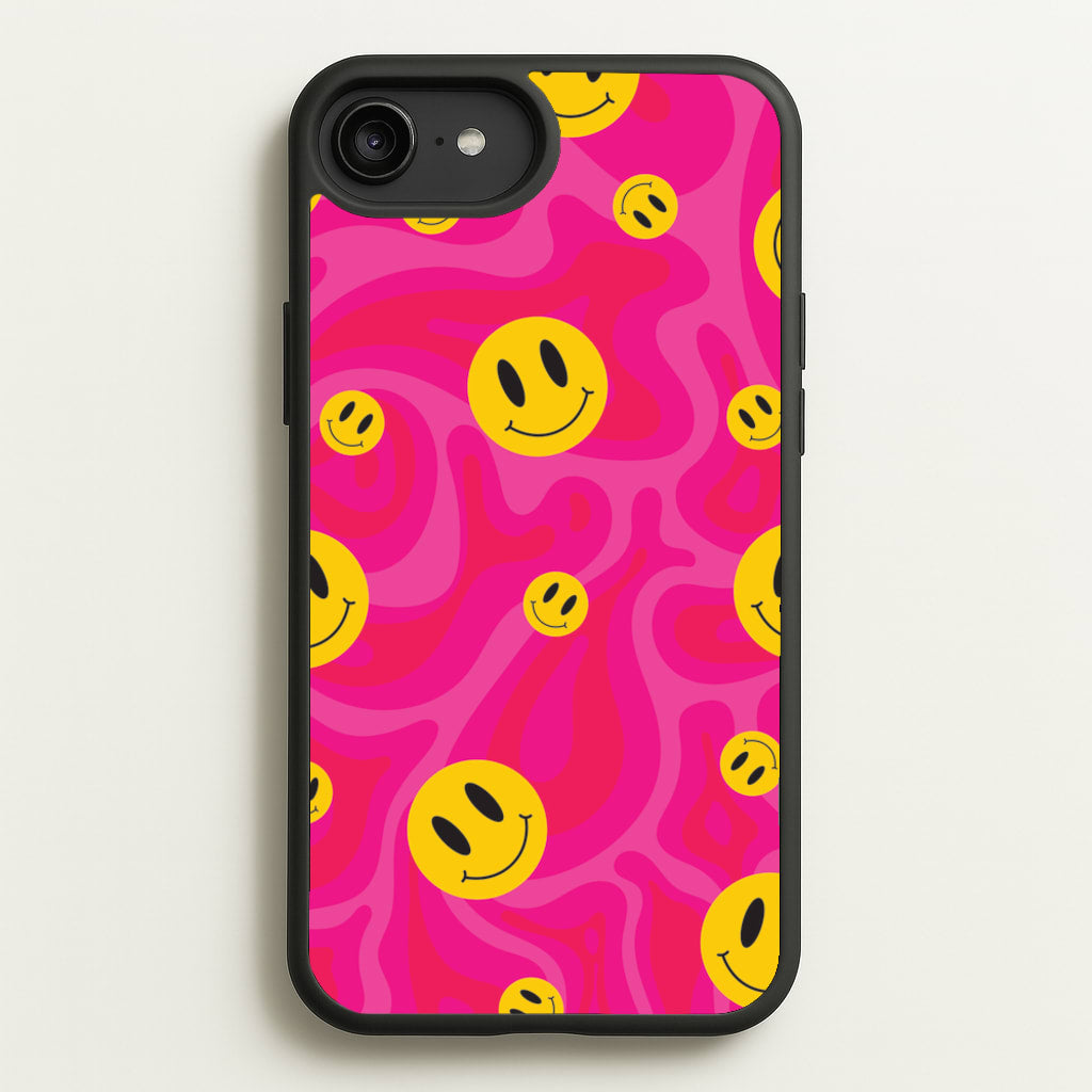 Pink Wavey Smileys Pattern - Psychedelic Phone Case for iPhone 6 Plus / 7 Plus / 8 Plus