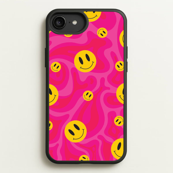 Pink Wavey Smileys Pattern - Psychedelic Phone Case for iPhone 6 Plus / 7 Plus / 8 Plus