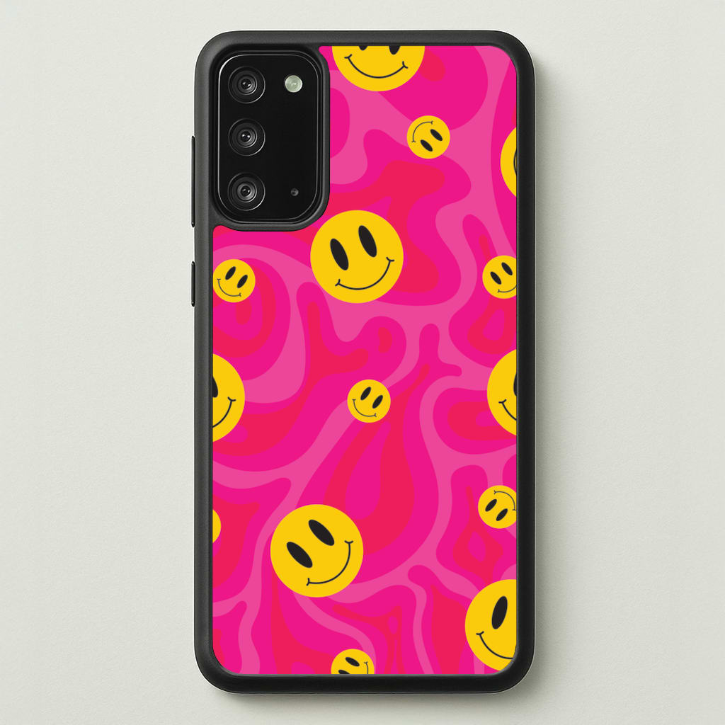Pink Wavey Smileys Pattern - Psychedelic Phone Case for Galaxy Note 20