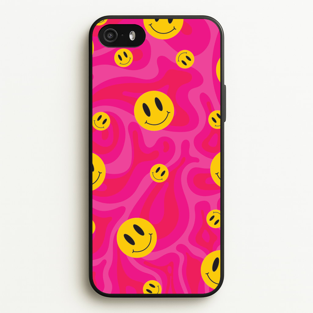 Pink Wavey Smileys Pattern - Psychedelic Phone Case for iPhone 5 / 5s / SE 2016