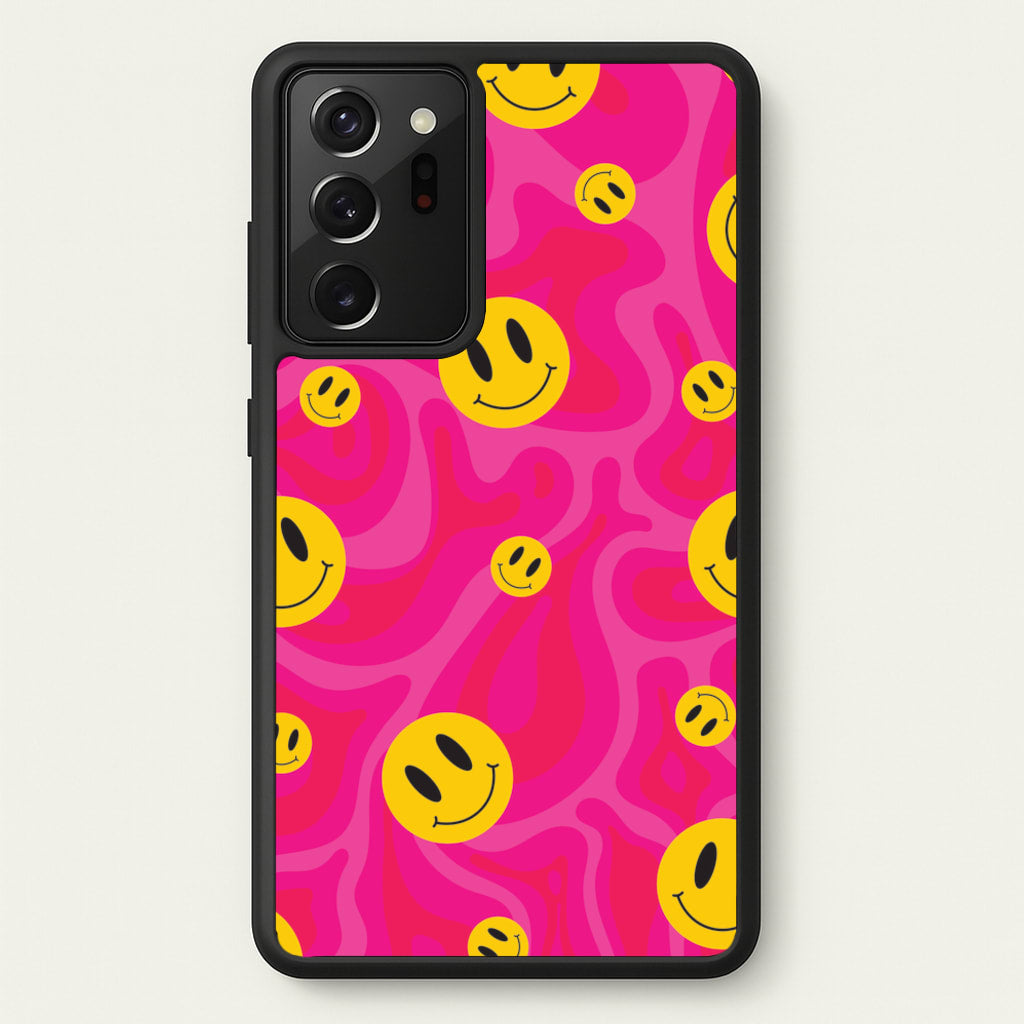 Pink Wavey Smileys Pattern - Psychedelic Phone Case for Galaxy Note 20 Ultra